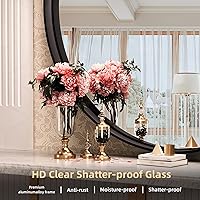 Vista 121 de Hasipu Espejo de baño LED con luces de 40 x 26 pulgadas, espejo de luz con marco de metal negro para tocador, antiniebla, regulable, 3