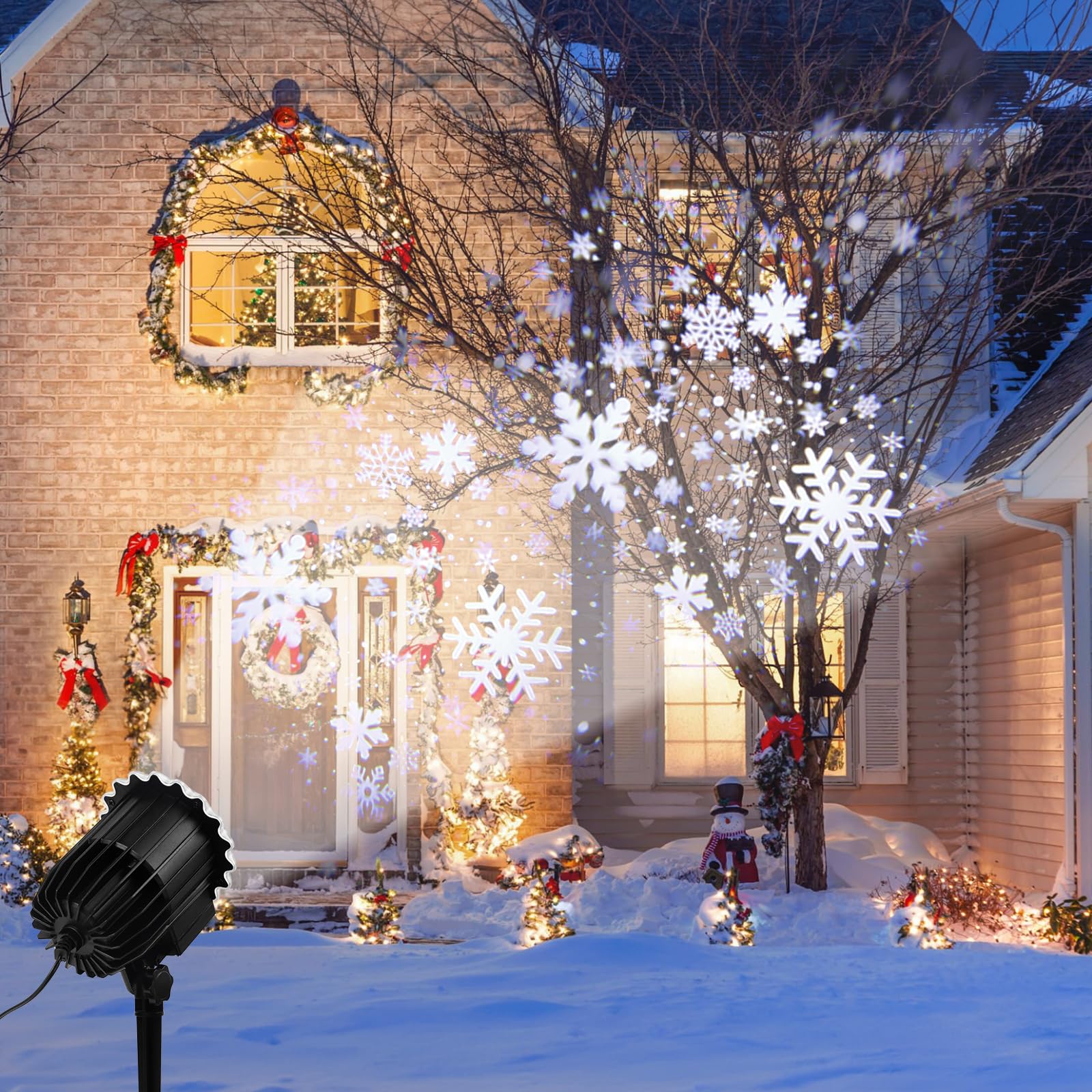Luces de proyector de nieve, proyector LED de copo de nieve impermeable IP44 para exteriores, lámpara de proyección giratoria de caída de nieve blanca para Halloween, Navidad, Año Nuevo, fiesta, boda,