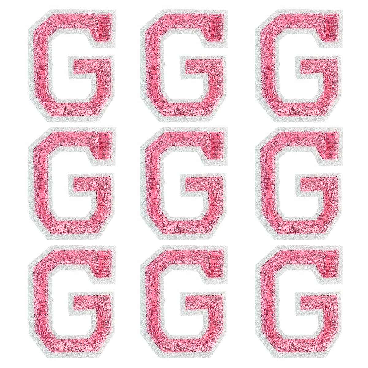 GYGYL Iron on Letters Patches, 9Pcs of 2 Inch Pink Letter "G" Patches, Alphabet Embroidered Patch for Clothes, Dress, Hat, Socks, Jeans, DIY Accessories — image 1