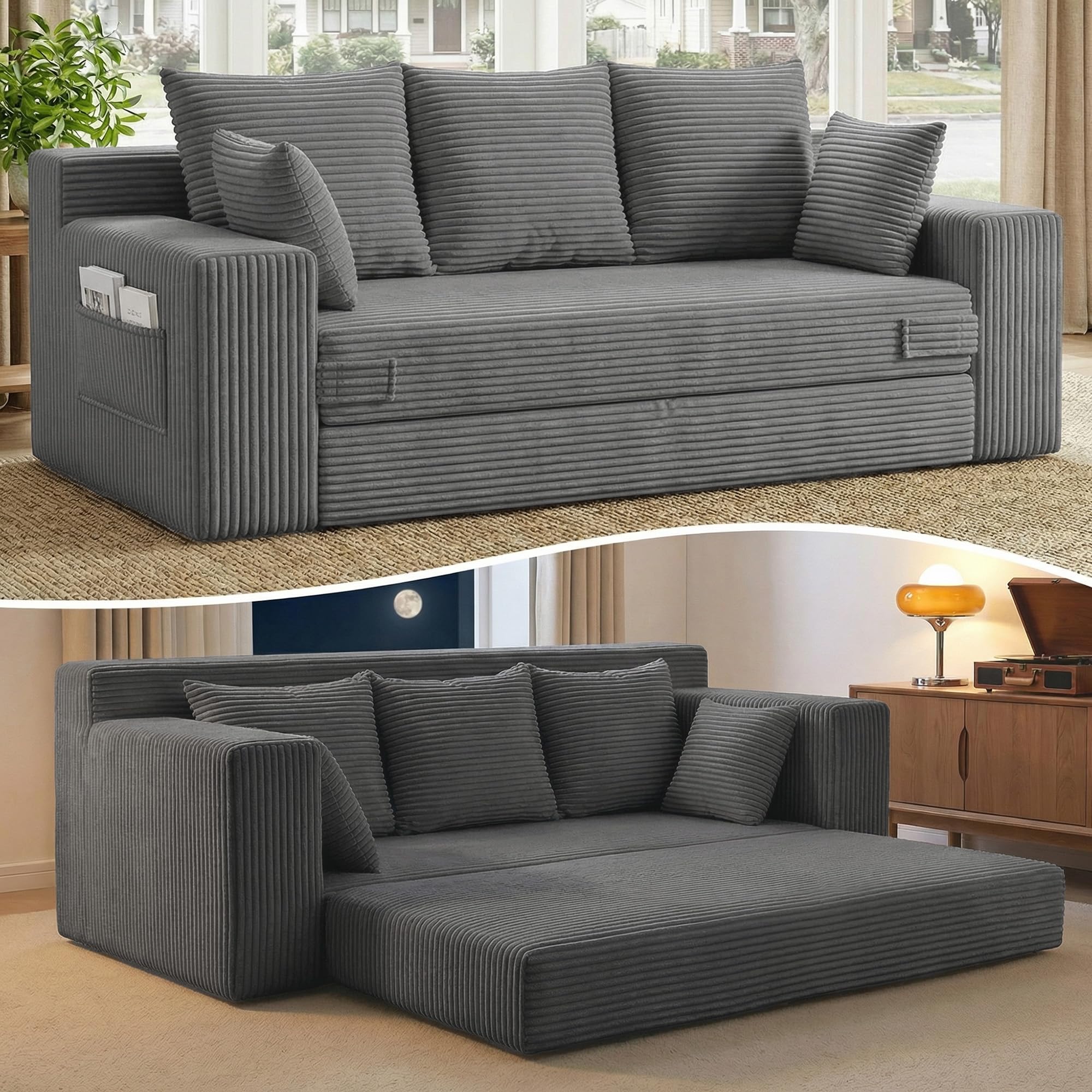 Photo 1 of JUIKURY 70 Inch Convertible Sofa Bed Futon - Grey