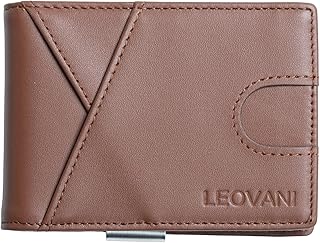 LEOVANI Men's Leather Wallet – Elite, Slim Bifold, RFID Protection, Gift Box Included, Brown, Modern
