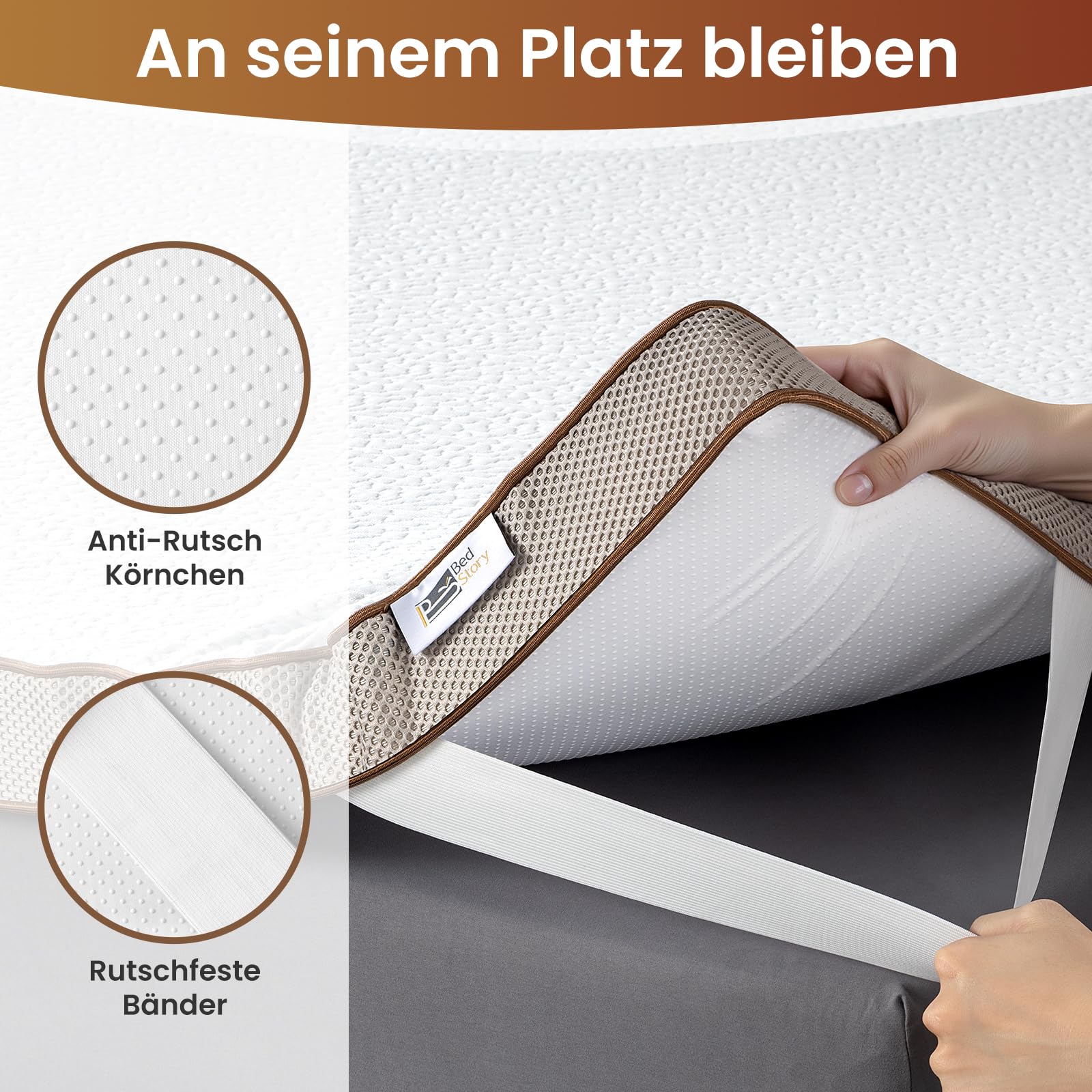 BedStory Topper 180x200cm, 7,5cm H3&H4 Topper aus Gel Memory Foam, Atmungsaktiver Matratzentopper für Boxspringbett Wohnwagen Schlafsofa, Bezug Waschbar, Oeko-TEX & CertiPUR-US Zertifiziert