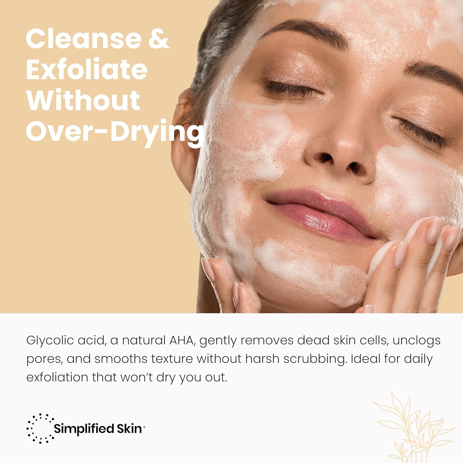 Simplified Skin Glycolic Acid Face Wash & Toner Set – 6oz Cleanser + 8oz Toning Solution – with Aloe Vera, Sunflower Oil, Ginger, Apricot & Rosemary – for All Skin Types – Gentle Exfoliating Care