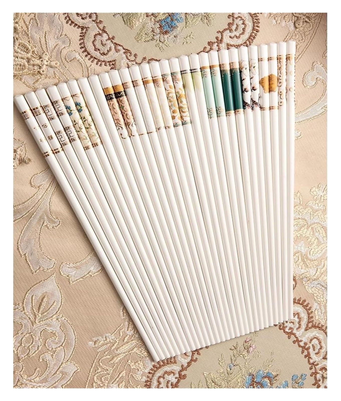 Baguettes en céramique, Coffret cadeau de 10 paires baguettes réutilisables avec étui, en céramique d'os haute qualité(W)