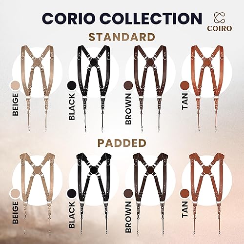 Miniatura 48 de Arnés de cámara para 2 cámaras – Correa de cuero de doble hombro para cámara – Arnés de cámara doble para DSLR/SLR