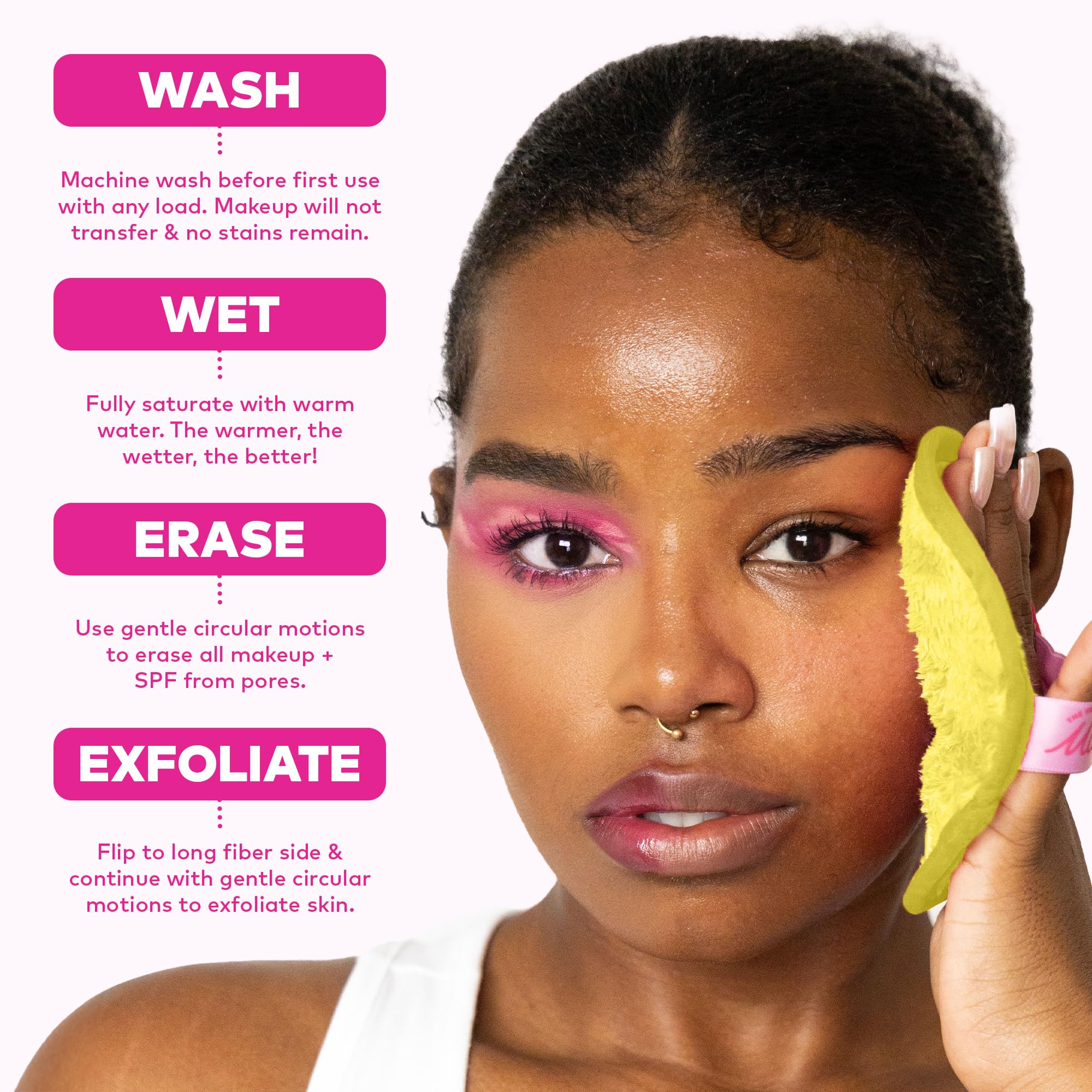 Il set originale MakeUp Eraser per 7 giorni, cancella tutto il trucco con solo acqua, tra cui mascara impermeabile, eyeliner, fondotinta, rossetto, crema solare e altro ancora! Limoncello, 7 ct.