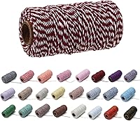 Vista 34 de 1 rollo de cuerda de algodón colorida de 0.079 in de 109 yardas, cuerda para panaderos, manualidades, envoltura de regalos, Navidad, boda, blanco