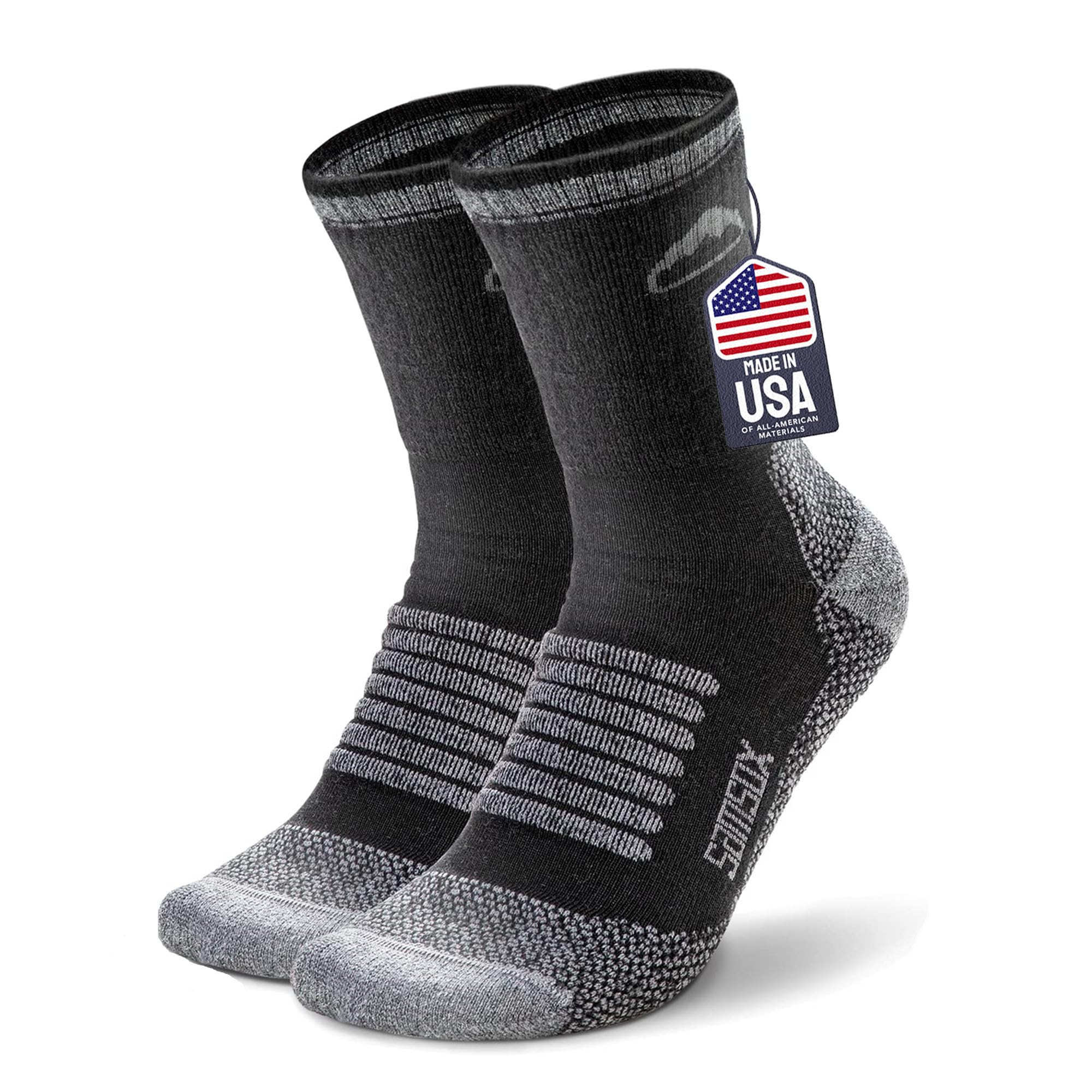 Merino Wool Hiking Socks, Made in USA - 68% Merino Wool & Moisture Wicking, Lightweight Cushion Socks for Men & Women