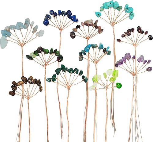 DIYOMR 11 racimos de árbol de cristal colorido, amorfo, alambre de cobre, árbol de dinero, árbol de vida, árbol de bricolaje, decoración