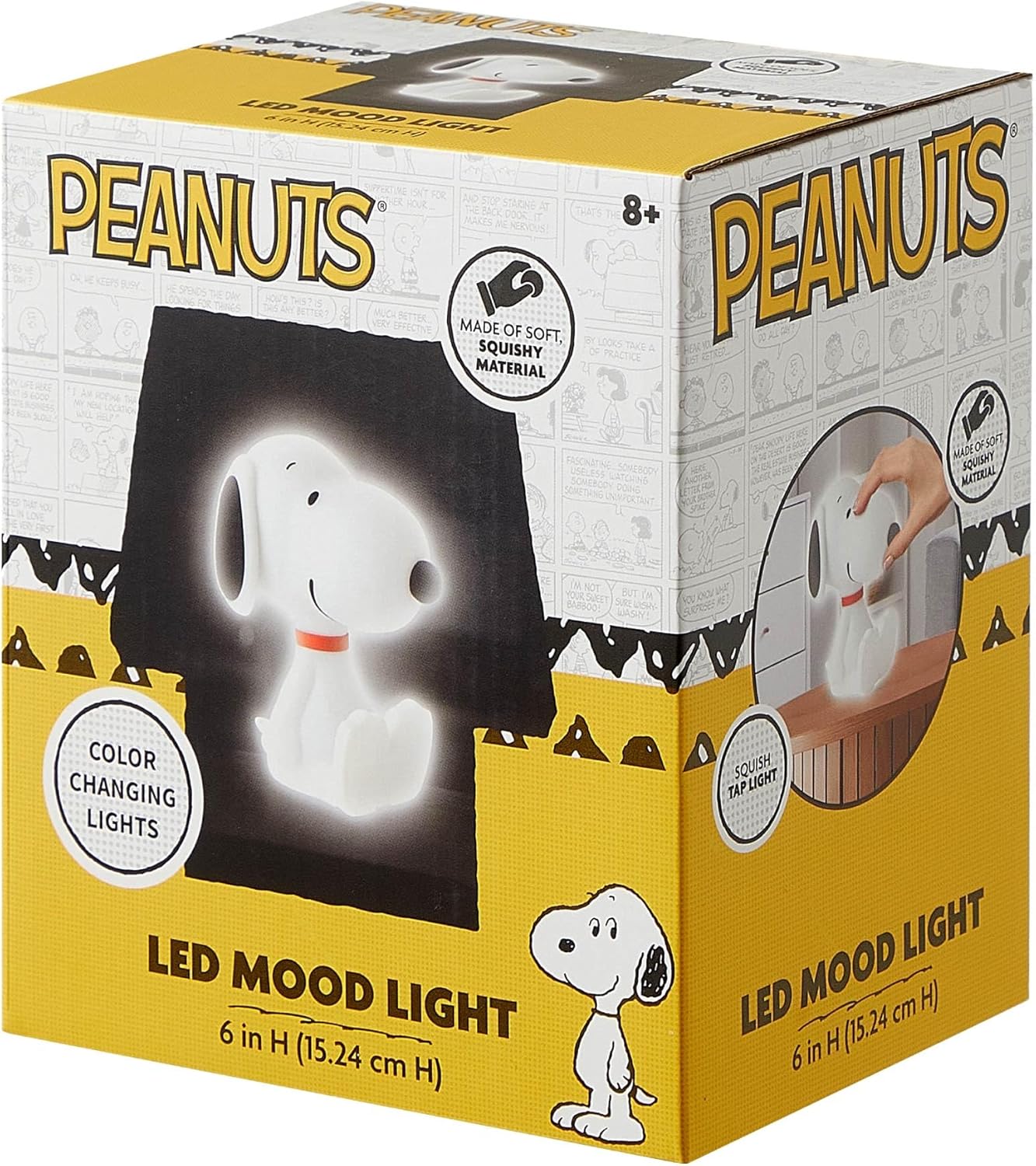 Peanuts Snoopy Squishy Light Light 6" Soft LED Mood Lamp for Decor, Kids Bedrooms, Collectors & Gift Giving