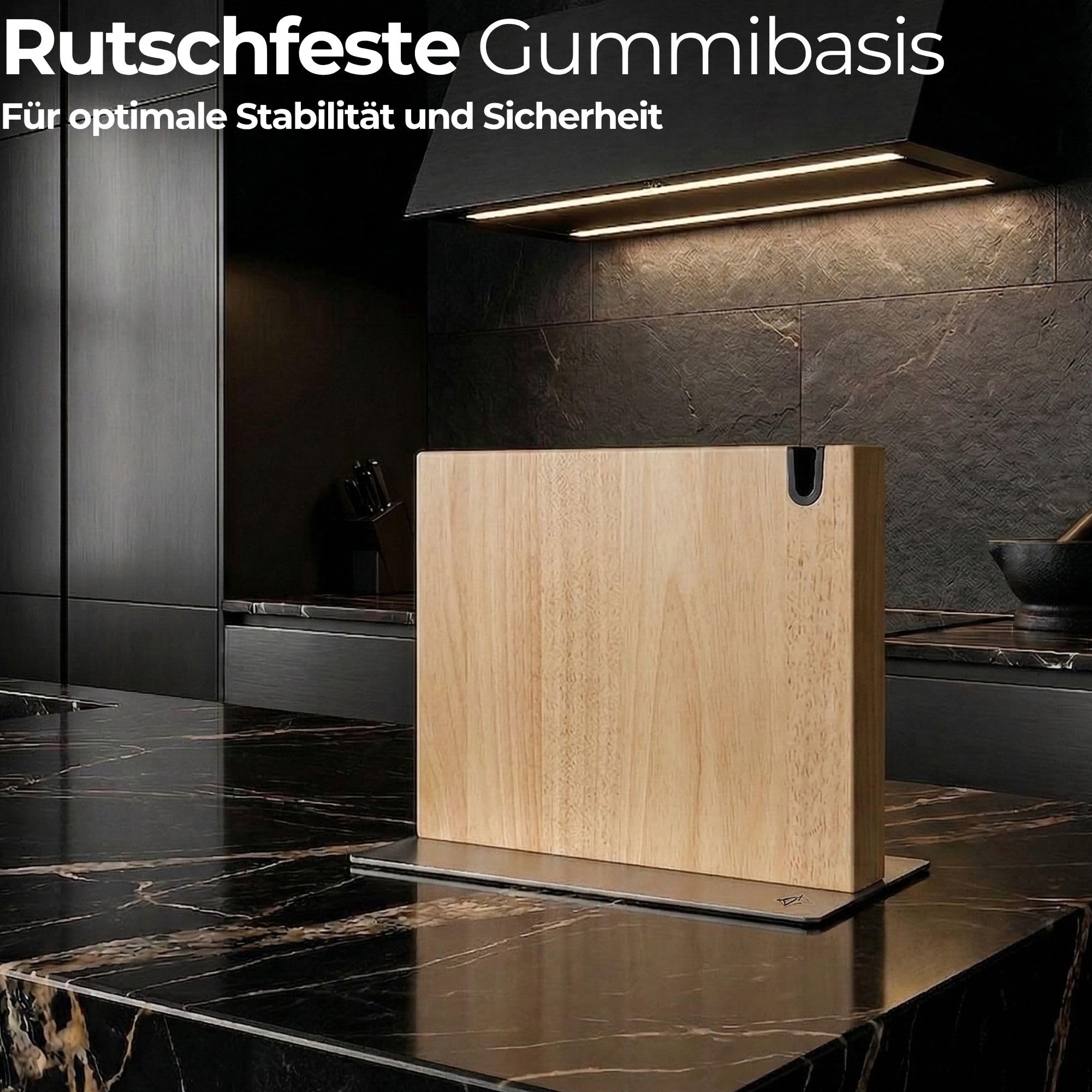 Magnetischer messerblock XL aus Holz mit Messerschärfer. Universal Messerhalter magnetisch ohne Messer mit Stahlsockel. Messerblock ohne Messer magnetisch aus Holz. Magnetmesserhalter. (Eiche)