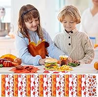 Vista 5 de Tinlade 150 Piezas Hojas de Papel Encerado de Otoño Acción de Gracias Hoja de Arce Calabaza Hongo Hojas de Papel para Envolver Alimentos Pergamino