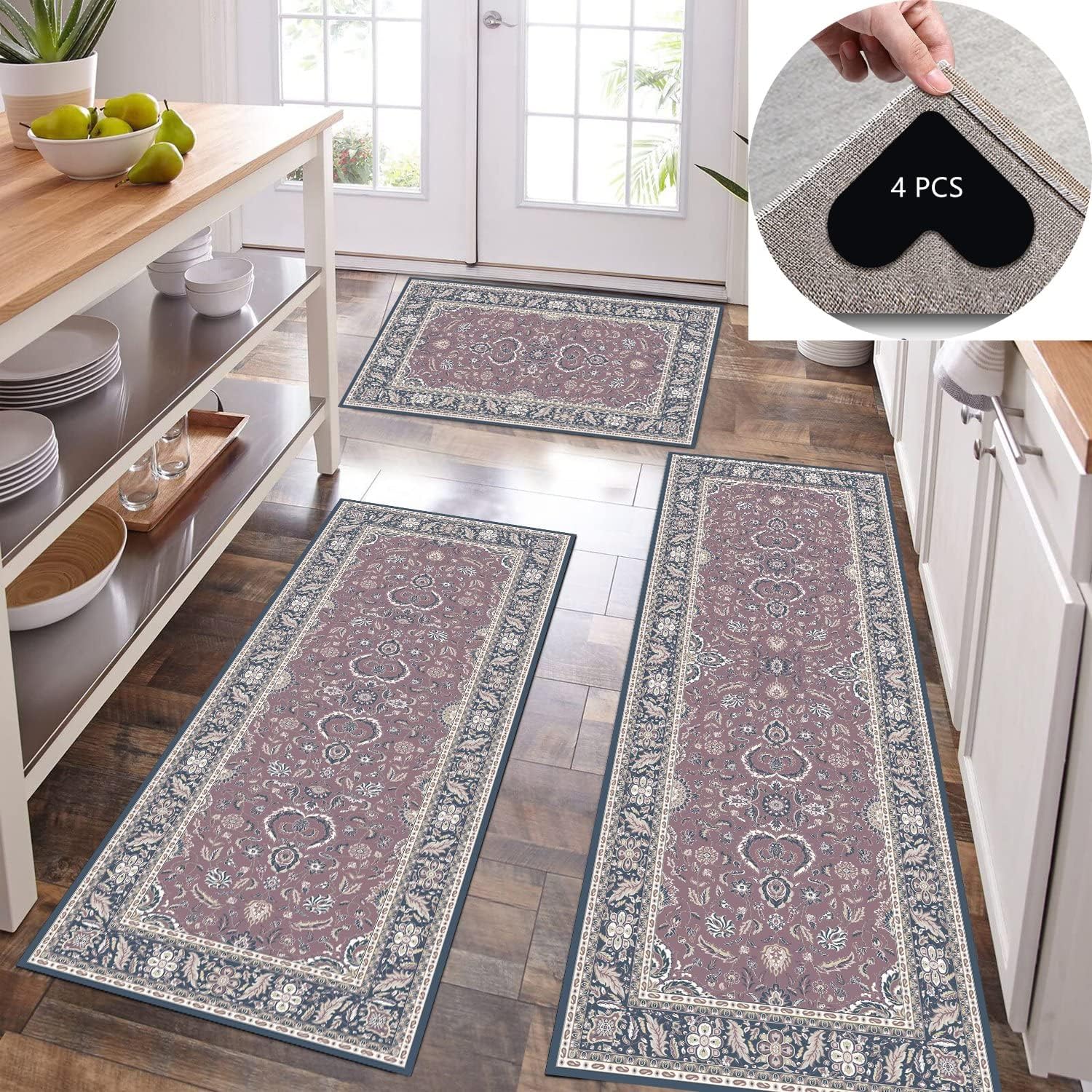 Jinaply Kitchen Rugs Sets 3 Piece with Runner Non Slip