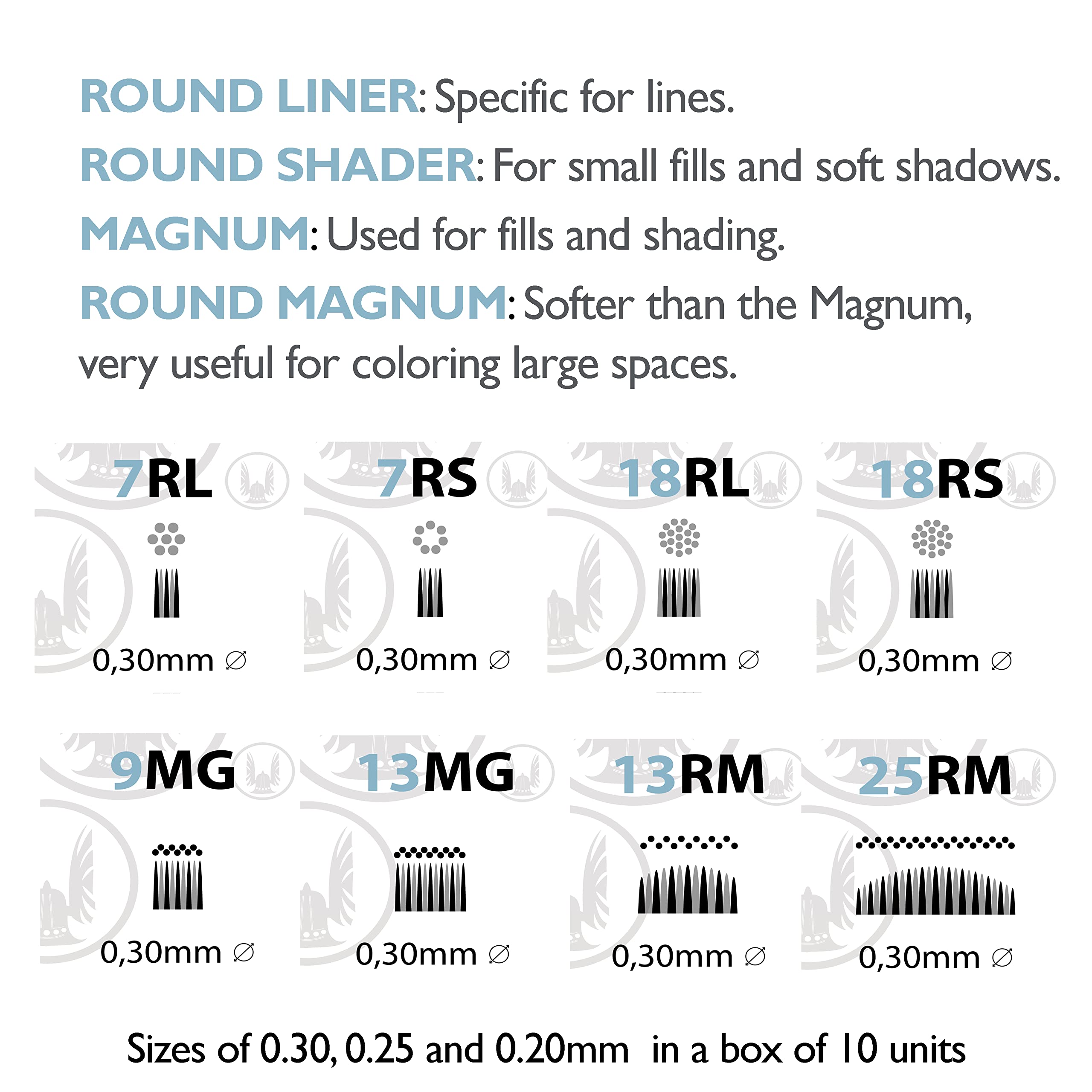 VGK USA - 3 ROUND SHADER (0,30mm) - Cartucce sterili e monouso per tatuaggi - Box 10 pz. - 3