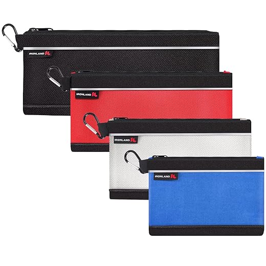 IRONLAND Small Tool Pouches with Zipper Small Tool Bags Waterproof 1680D Tool Pouch Bags for Men Mutipurpose Tool Storage Organizer 4 Pack