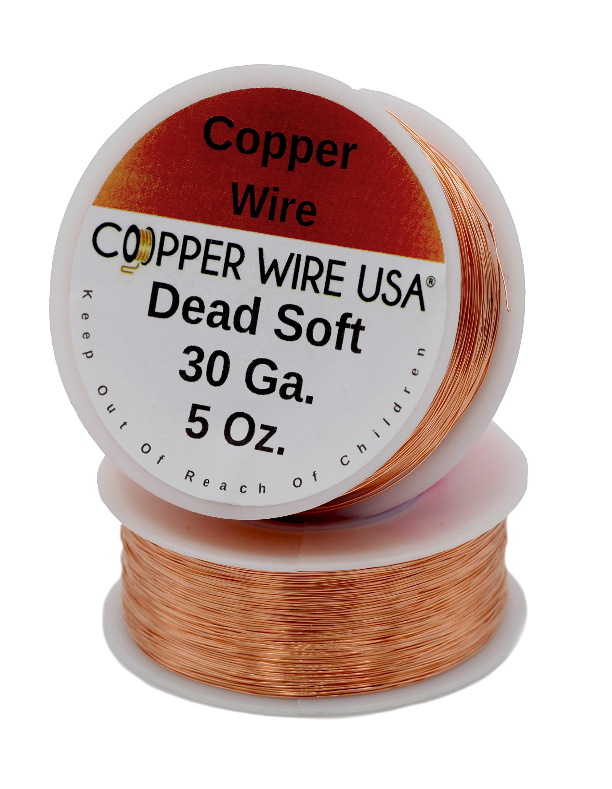 Copper Wire USA (TM) Solid Bare Round 5 oz Spool Dead Soft 12 to 30 Ga (30 Ga - 1075 Ft)