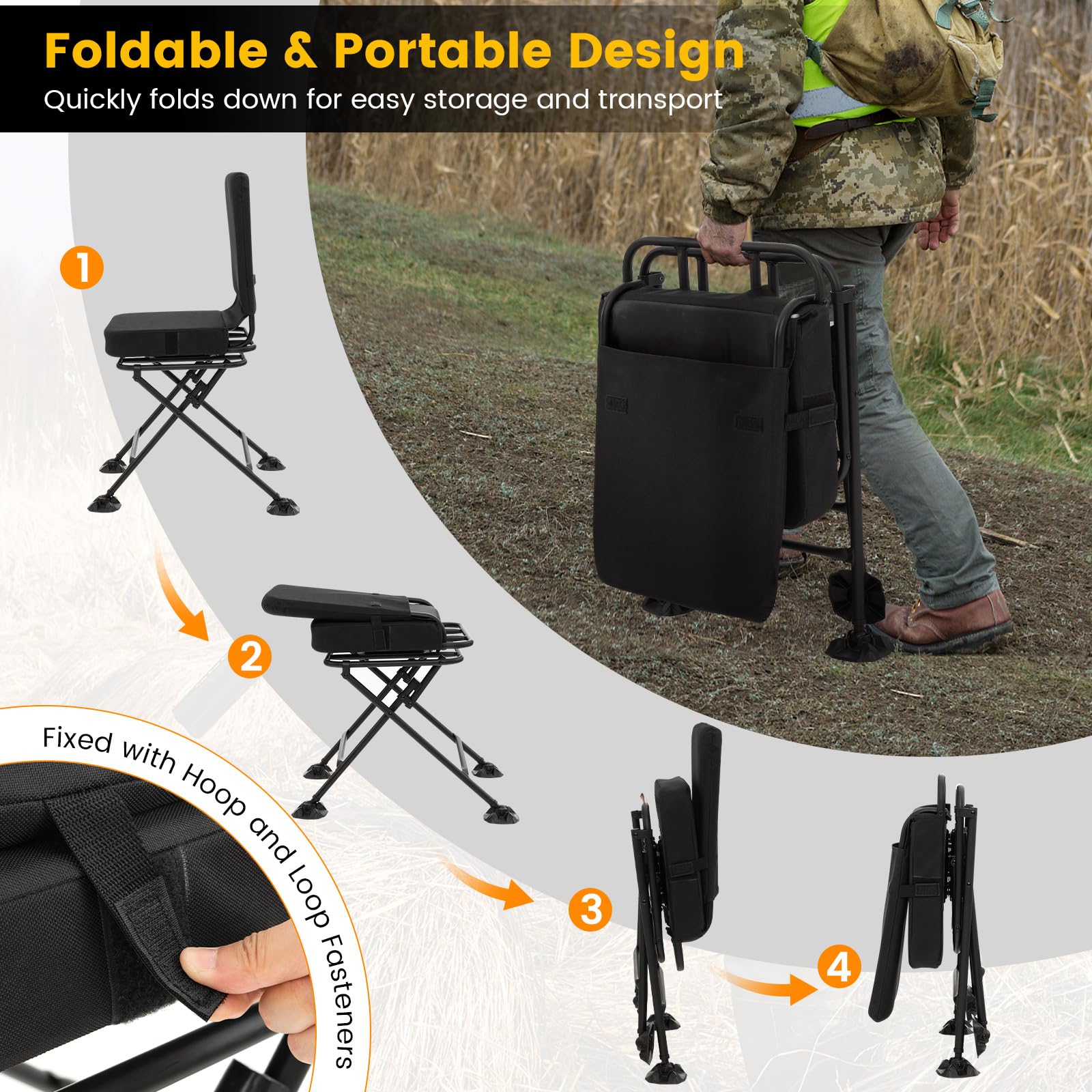 Amazon.com : Giantex 360° Swivel Hunting Blind Chair, Folding