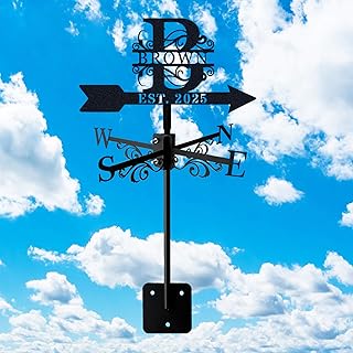 Personalized Last Name Weathervane, Custom Metal Wind Direction Sign, Ou...