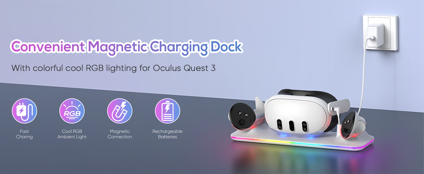 Charging Dock for Meta Quest 3S/Quest 3, YUANHOT Fast