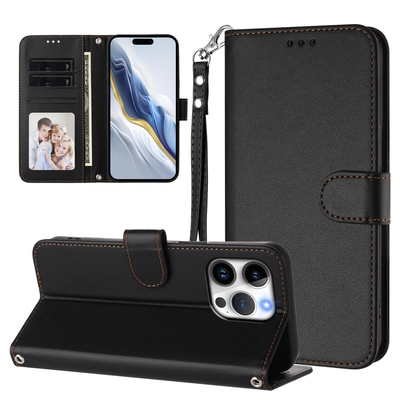 Étui Samsung S20 Plus noir antichoc et range-carte en cuir uni - 8