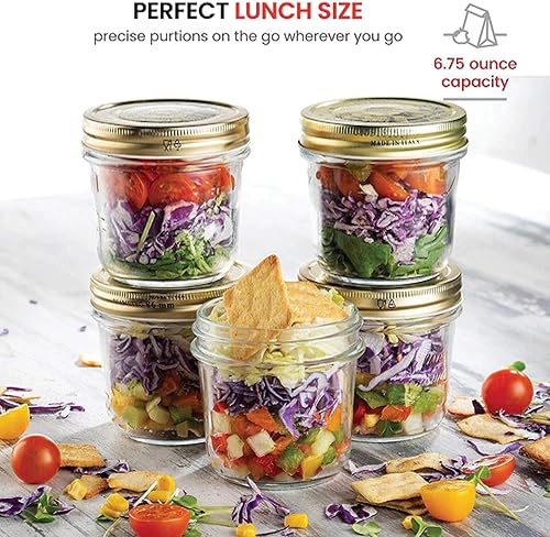 Miniatura 3 de Bormioli Rocco Quattro Stagioni - Juego de 6 tarros transparentes herméticos, 6.75 onzas, hechos de vidrio duradero, fabricado en Italia.