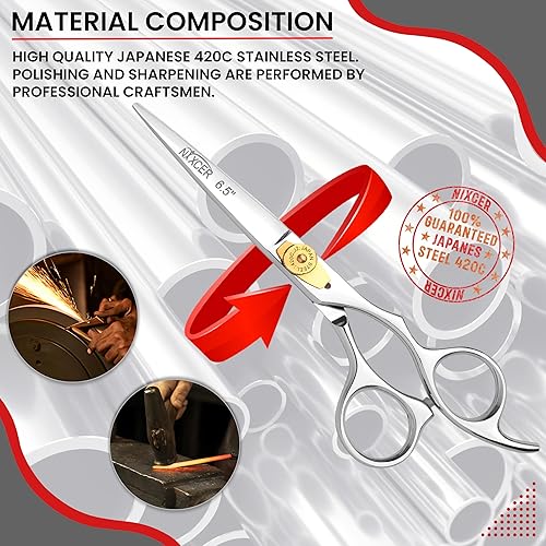 Miniatura 6 de Tijeras de corte de pelo  Serie de tijeras de afeitar afiladas  6.5 pulgadas con ajuste fino  Tijeras de pelo de acero inoxidable profesionales para