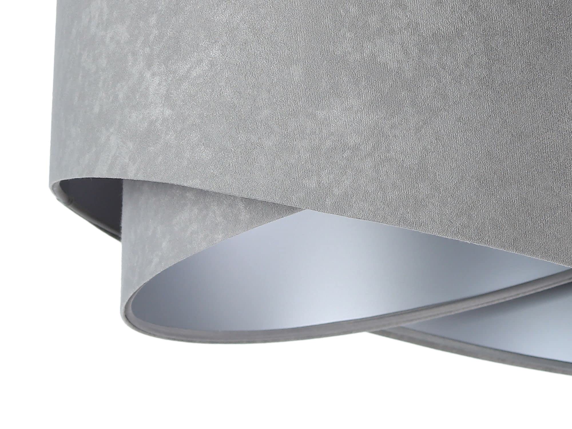 Licht-Erlebnisse Pendelleuchte Stoff Metall in Weiß Grau Silber Esstisch Wohnzimmer rund Ø50 cm E27 Doppelschirm Moderne Hängelampe Esszimmer MADAN