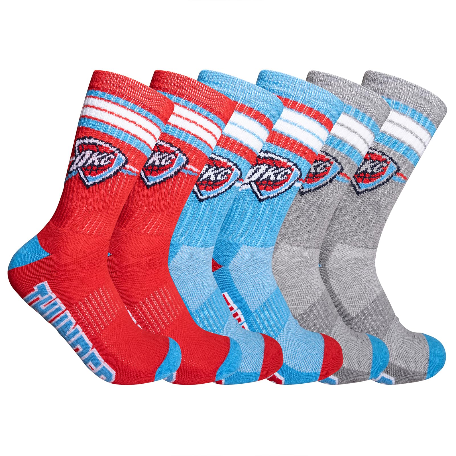 Ultra GameMen's NBA Official Athletic Cushioned Secure Fit Team Crew Socks-3 Pack