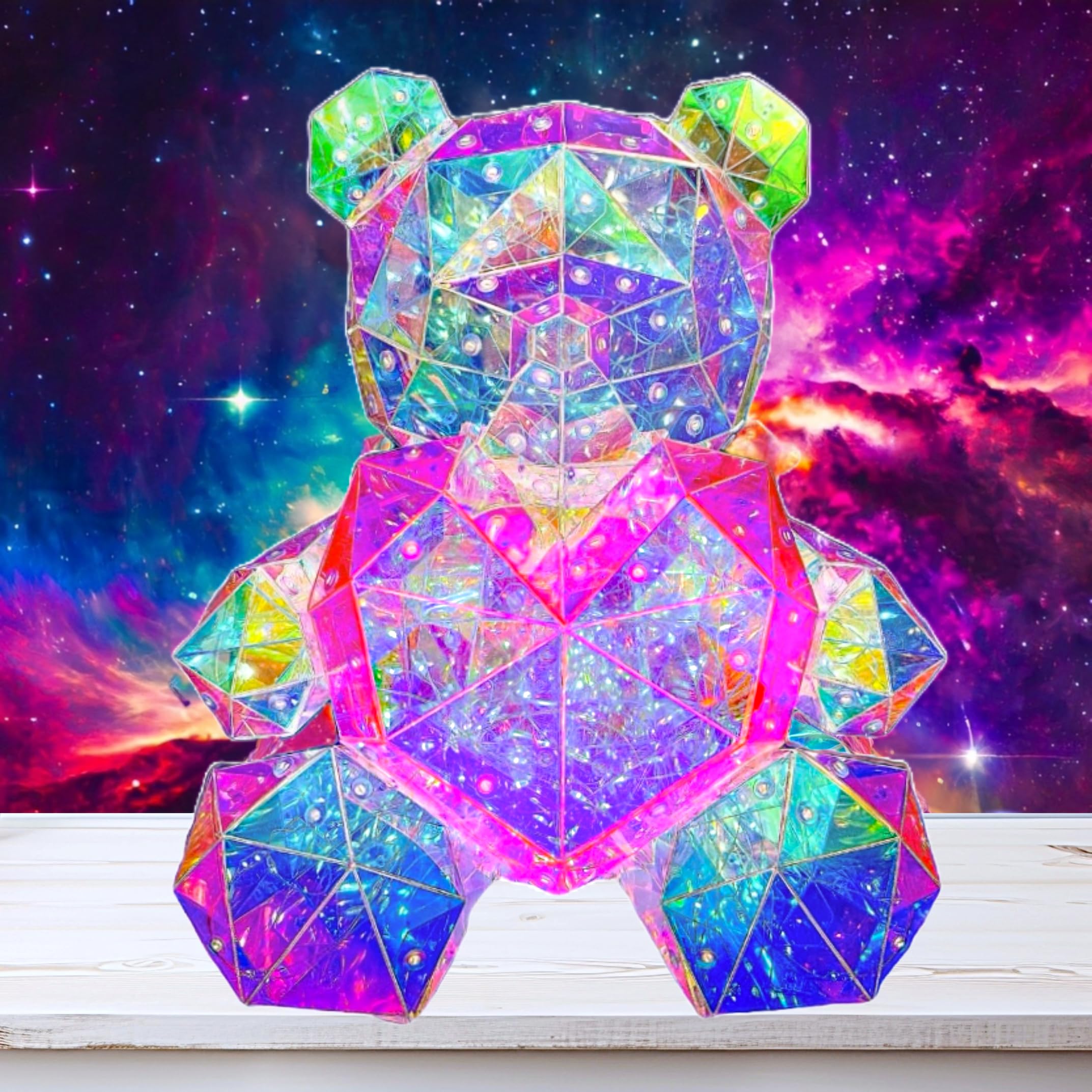 IN HIS NAME LED Teddy Bear Night Light - Colorful LED Light Up Bear with Pink Heart for Kids Room - Premium Bedside Lamp Nursery Decor & Cute Light