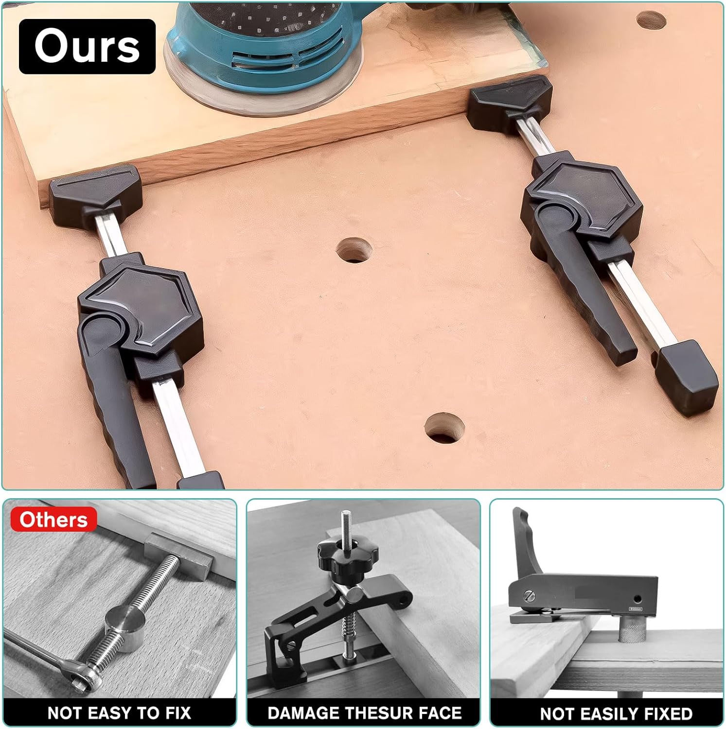 Bench Dog Clamp，3/4" Bench Dog Hole Clamps Quick Release and Heavy Duty Workbench Clamps with 170lbs, Adjustable Bench Clamps for Woodworking, Assembling, Gluing (19mm)