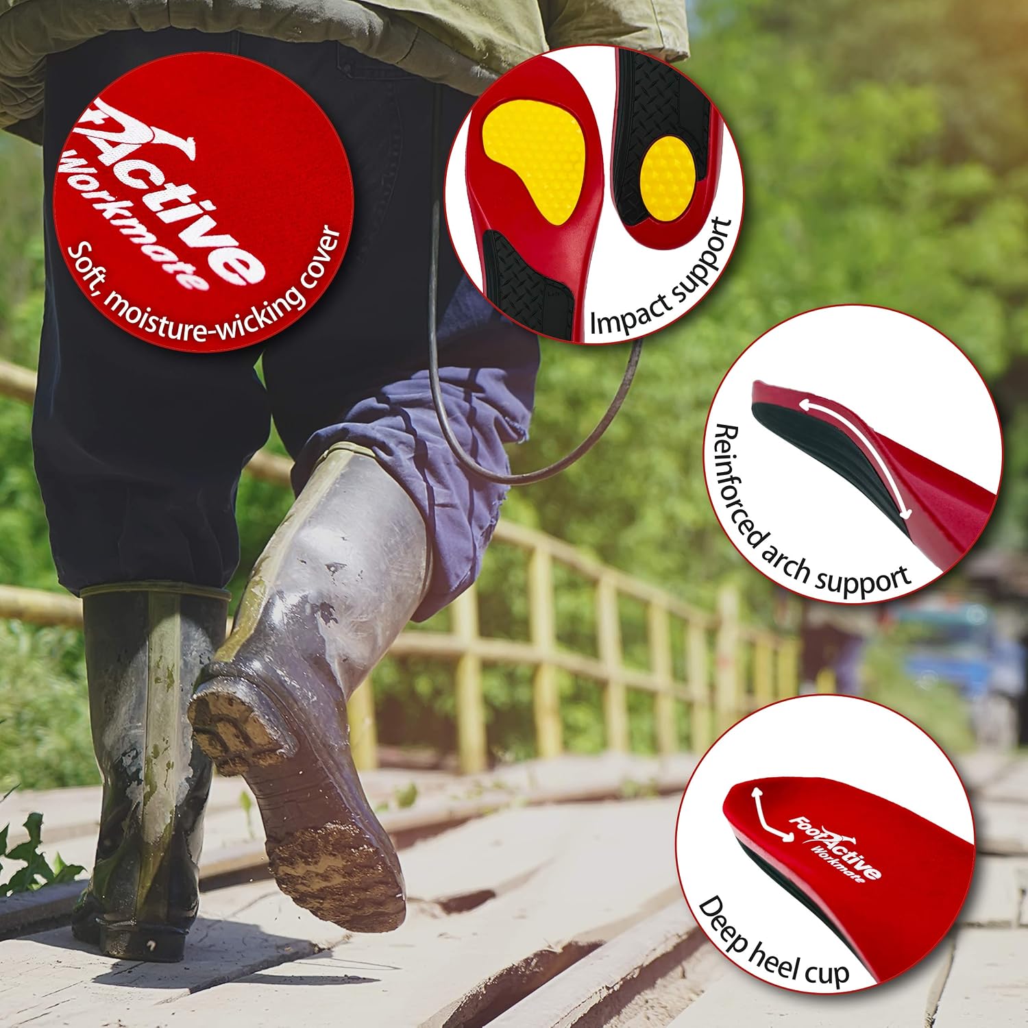 Orthotic Workmate Insole by FootActive, Red, 3/4.5 UK - Image 3