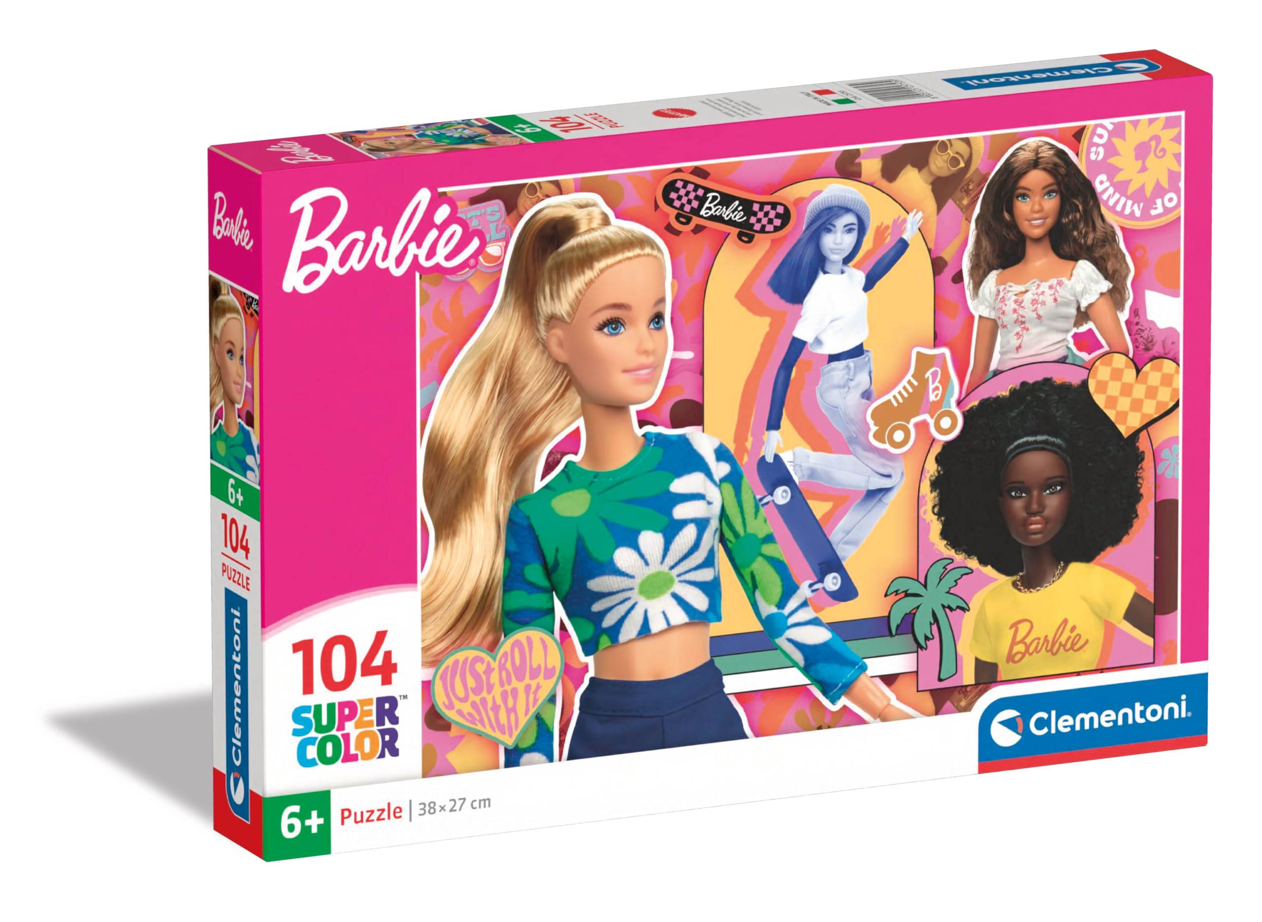 Clementoni Puzzle - Barbie - Supercolor Puzzle Infantil De 104 Piezas, para Niños 6-8 Años, Desarrolla La Concentraciòn Mentàl Y La Logica, 25753