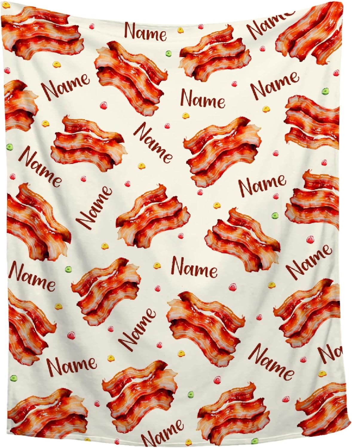 Custom Bacon Blanket Gifts Lightweight Throw Blanket for Women Men Soft Cozy Fleece Bed Couch Blanket for Kids Girls Boys - Medium 60"x50"（Twin） Teen