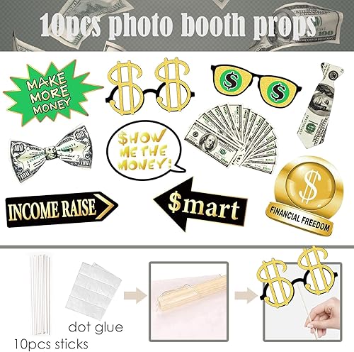 Miniatura 3 de Juego de marco inflable para fotomatón y accesorios de fotos, marco gigante de billetes de dólar, para cumpleaños, casino, bodas, despedida de