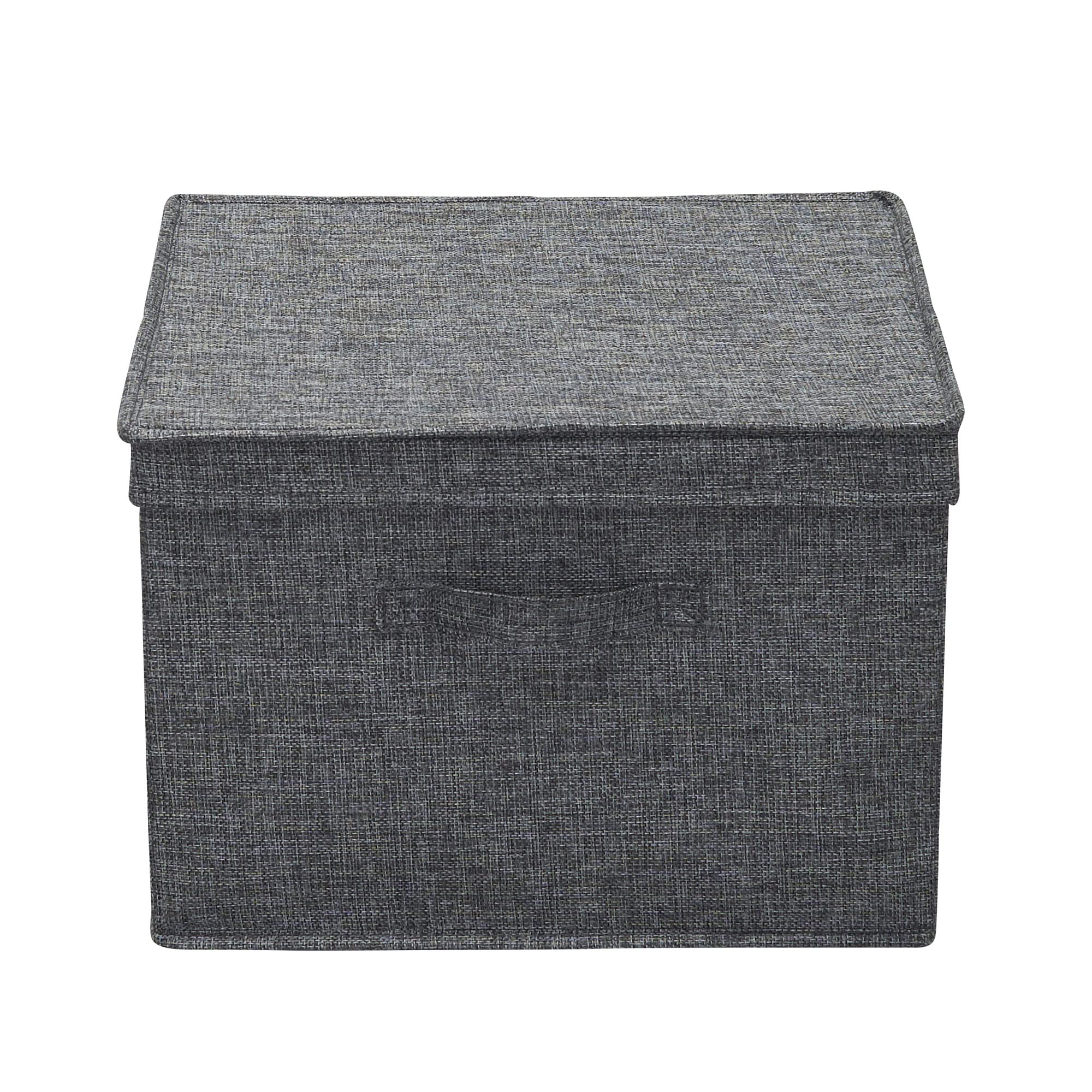 Household Essentials Storage Box, Fabric, Latte, Square-15 W x 15" D, Graphite, Square - 15"W x 15"D - Image 4