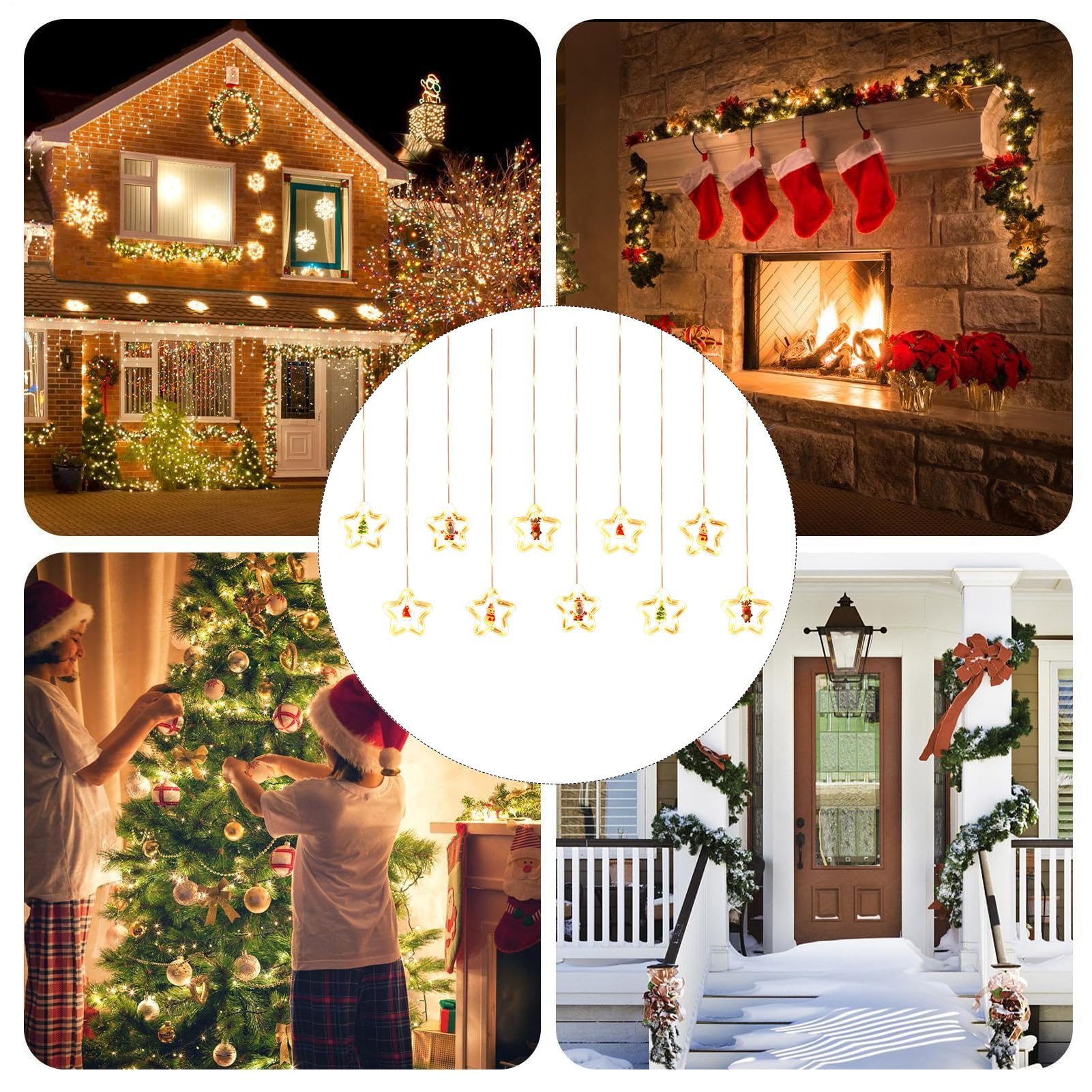 Guirlande lumineuse étoilée – Étoiles lumineuses LED, éclairage romantique et esthétique à intensité variable pour décoration de vacances, arbre de mariage, extérieur