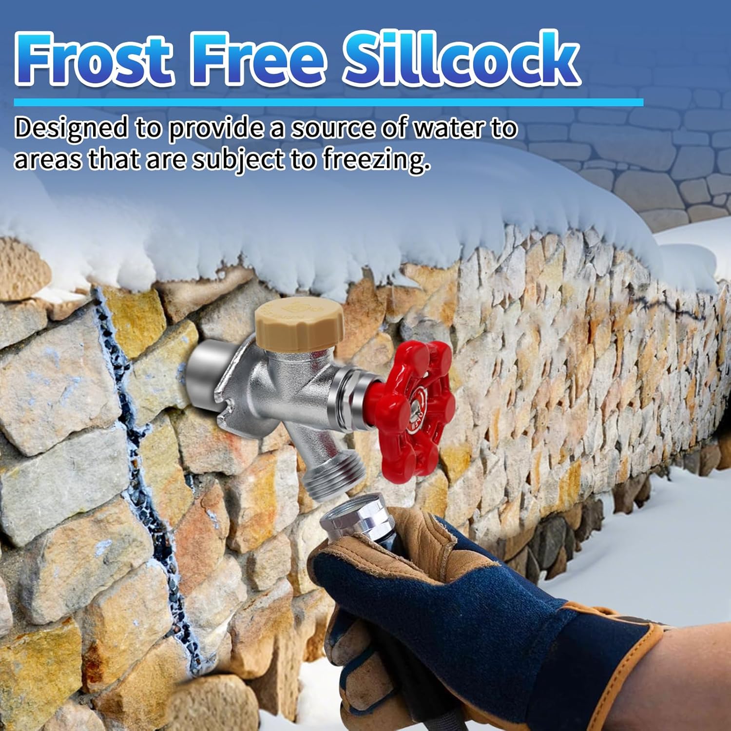 Boltigen 12inch Anti-Siphon Frost Free Sillcock Valve, No Lead Brass Freeze Proof Outdoor Water Faucet, 1/2" NPT X 3/4'' GHT Hose Bib Frost Free Outside Spigot