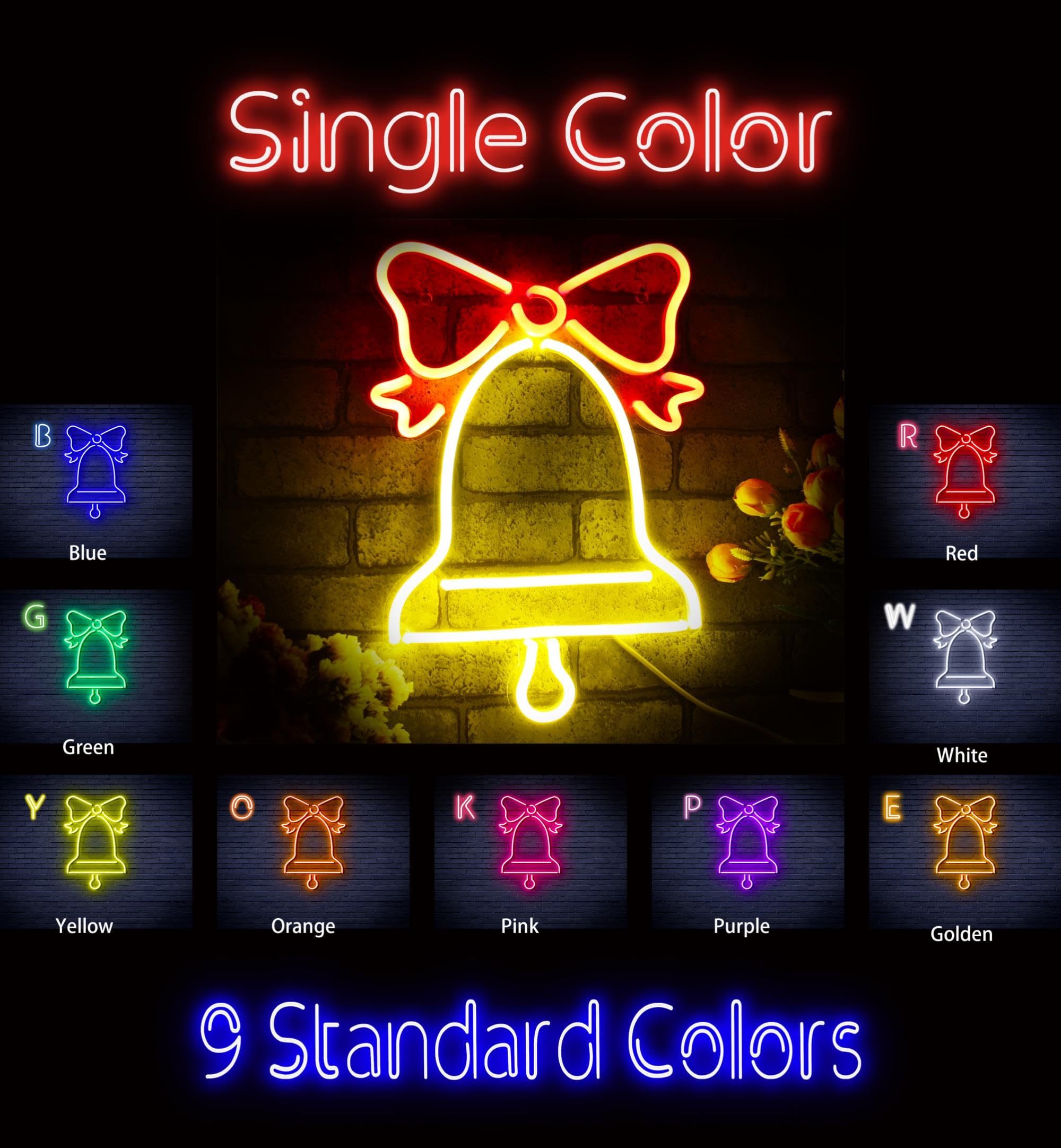 ADVPRO Letrero de neón LED de silicona flexible con cinta de Navidad - dorado - st16s66-fnu0094-e