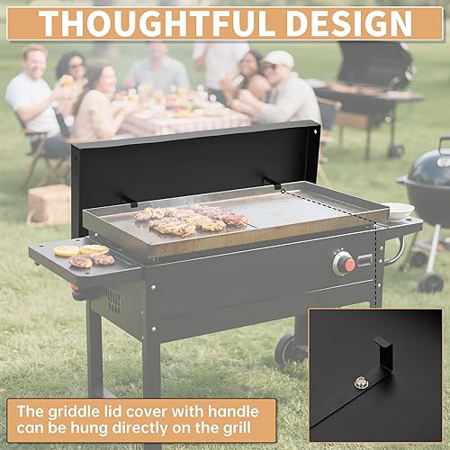 Miniatura 6 de KUAFU Tapa de parrilla de 28 pulgadas, compatible con Blackstone de 28 pulgadas, parte superior dura superior de parrilla de grasa delantera y