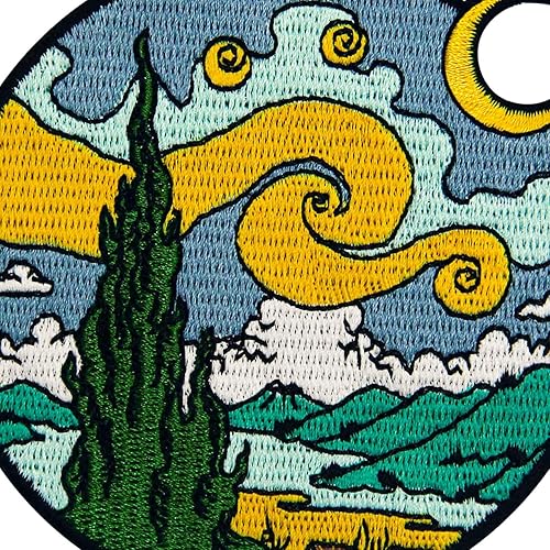 Miniatura 5 de Parche bordado de cielo estrellado con apliques para coser en emblema, azul