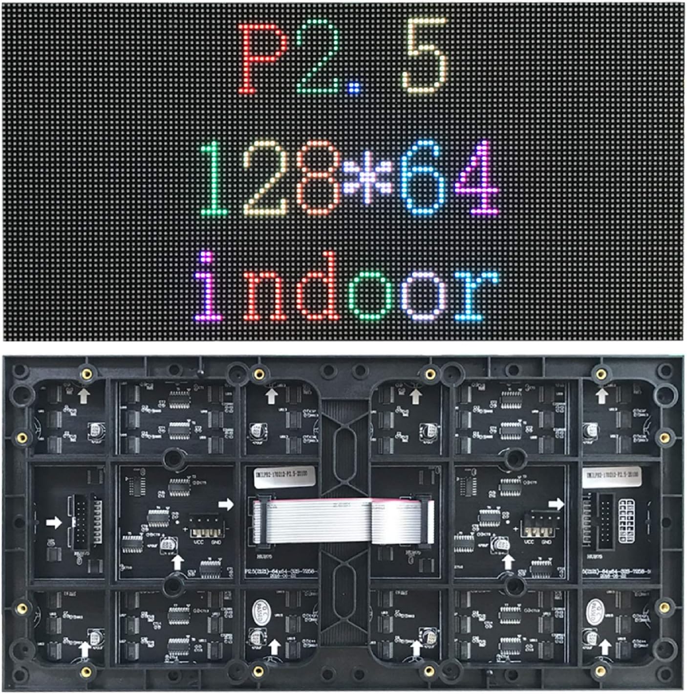 P2.5 Indoor RGB Led Matrix Panel Board, 128 * 64 Pixels, 2.5mm Pitch, 1/32 Scan, Full Color HD Video Wall LED Display Module (RGB, 320x160mm)
