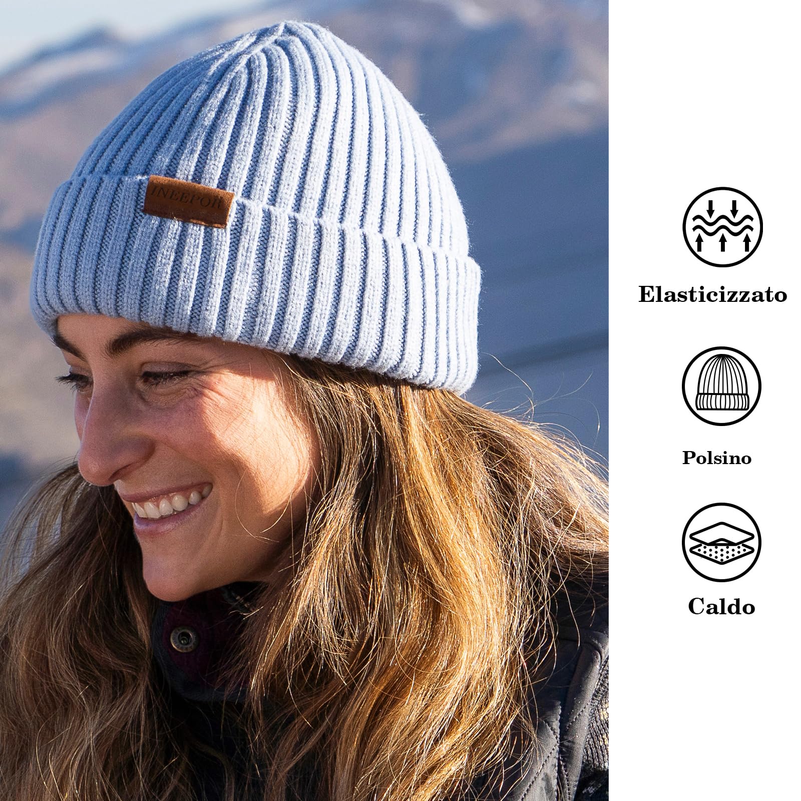 ineepor Cappello Invernale Uomo Donna Lana Merino Beanie Hat Berretto a Maglia Unisex Corto Chapeau Caldo Elegante Morbido Pile Fodera