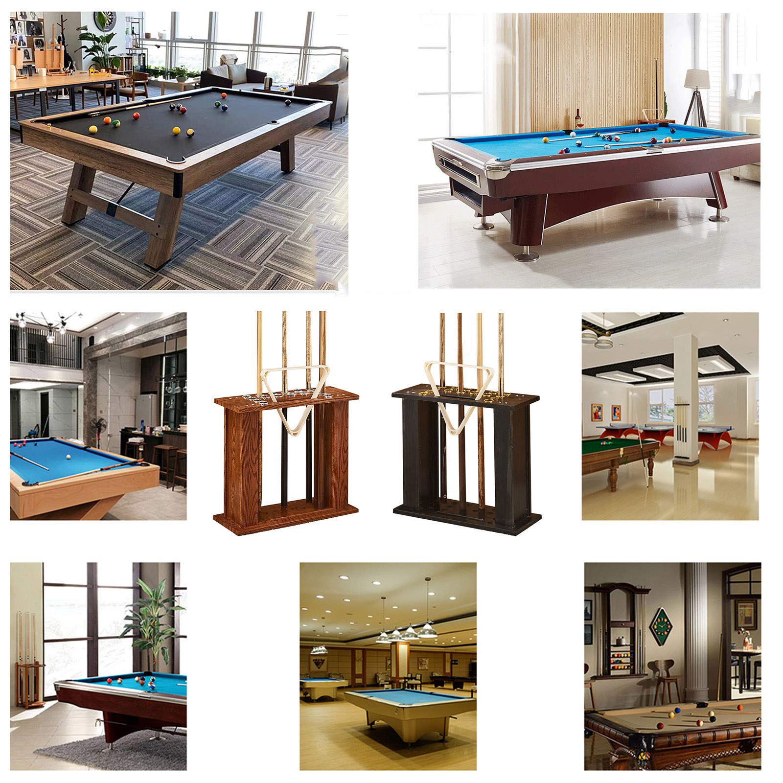 Milageto Porte-queues Billard 6 Trous – Stable, Bois/métal, Pour Salle De Jeux, Capacité 6 Queues