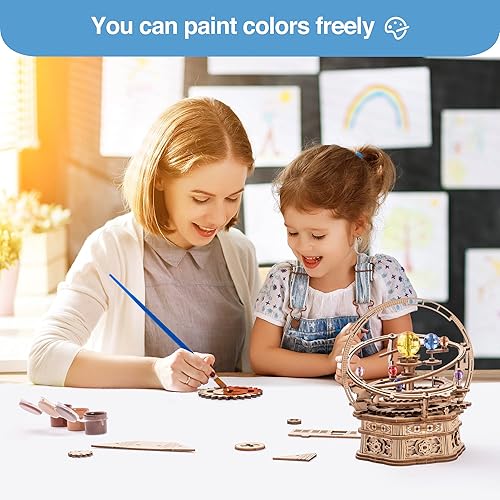 Miniatura 5 de ROBOTIME Rompecabezas de madera 3D para adultos kit de modelo de caja de música para construir rompecabezas mecánicos giratorios noche estrellada