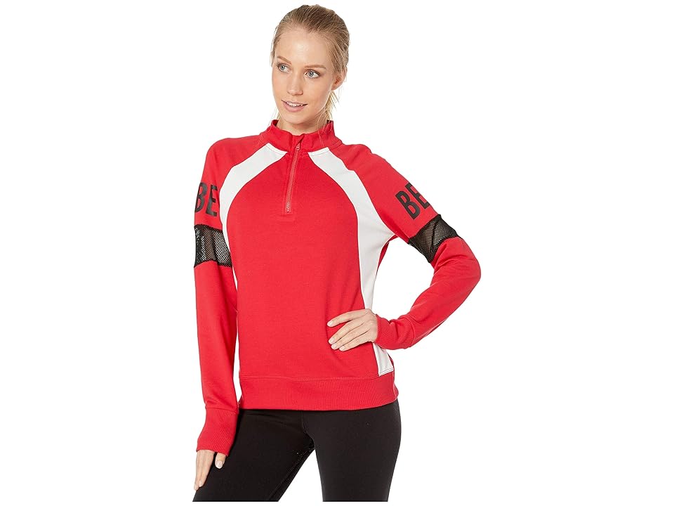 

Bebe Sport Sport Color Block Zip Top (Scarlet) Women's Clothing, Red