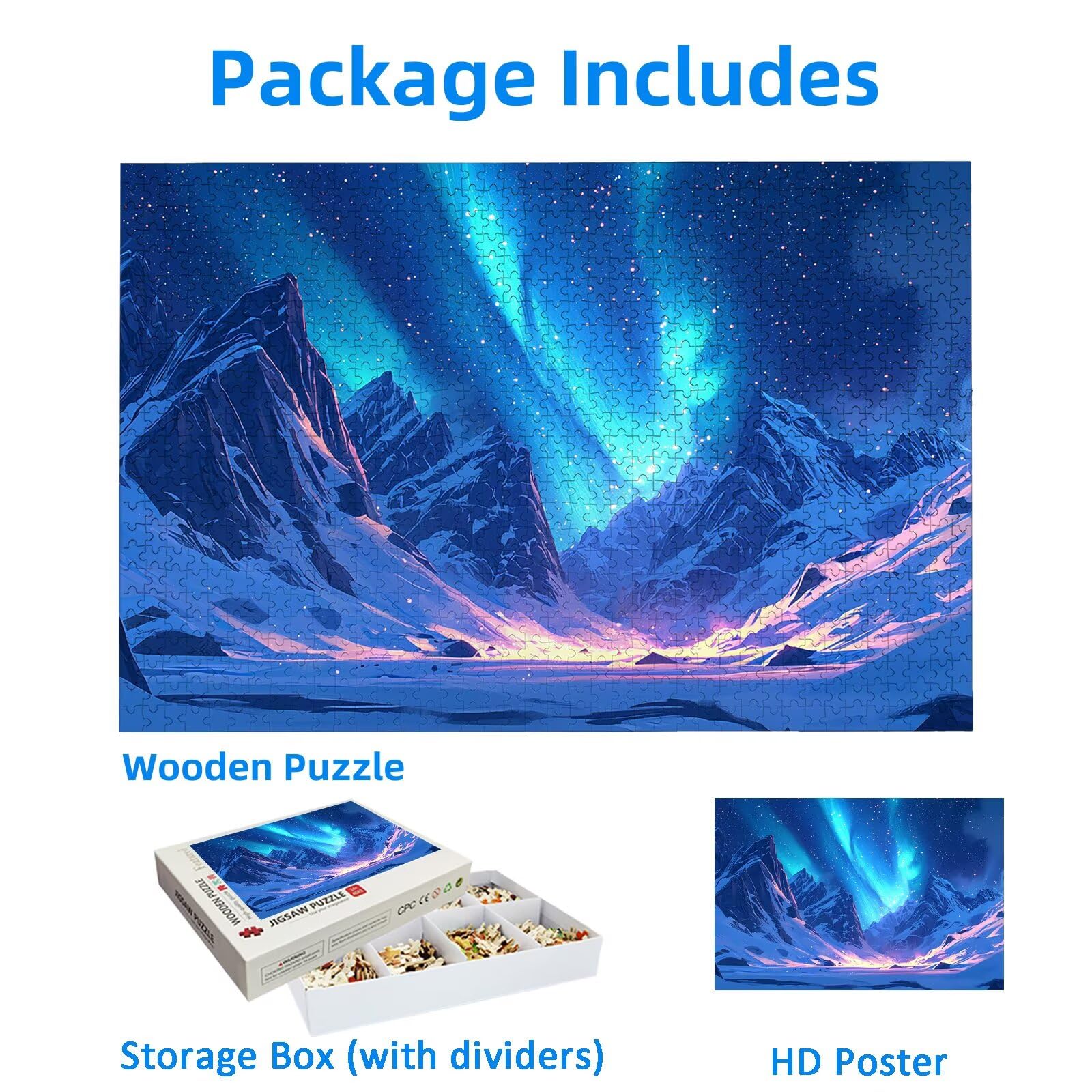 Puzzle 1000 Pezzi per Adulti, Puzzle Aurora1000 Pezzi Arte per Adulti e Ragazzi, Misura: 75x50 cm, Puzzles Paesaggio in Legno Impegnativi, Puzzles per Idea Regalo Donna e Uomo, Decorazioni Casa, -3412