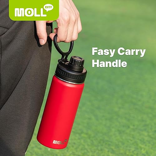 Miniatura 2 de Botella de agua aislada al vacío de acero inoxidable de 18 onzas con funda de silicona, botella de agua reutilizable de metal a prueba de fugas para