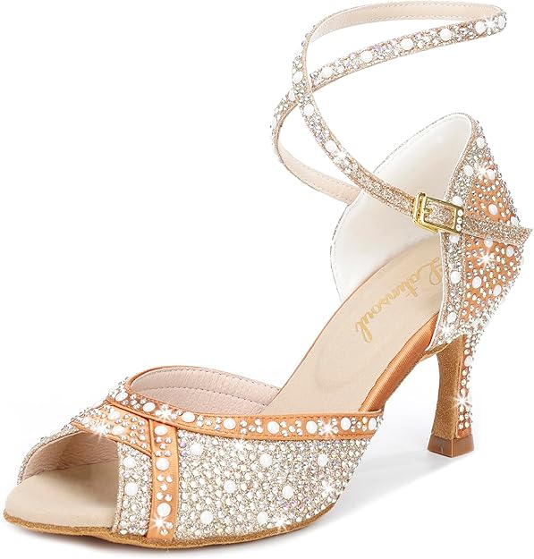 Latinsoul Y205-30 Women's Open-Toe Latin Dance Shoes With Crystal Decoration High Heel Comfortable Ballroom Shoes For Dance Performance And Practice Elegant Dancing Shoes, Black, 5 - View #11