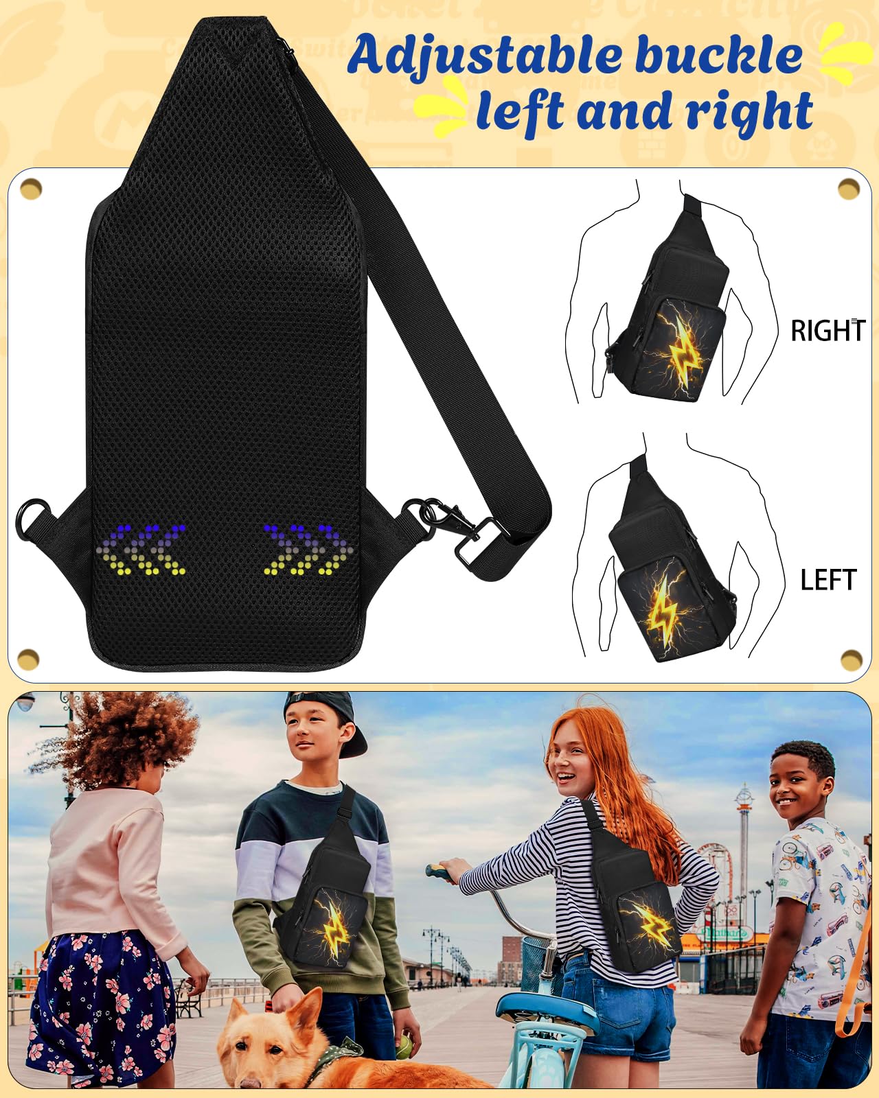 Reisetasche für Nintendo Switch 2/Switch/Lite/OLED – niedlicher Sling Crossbody Rucksack für Nintendo Zubehör Aufbewahrung, Blitz-Muster, Small, Niedlich