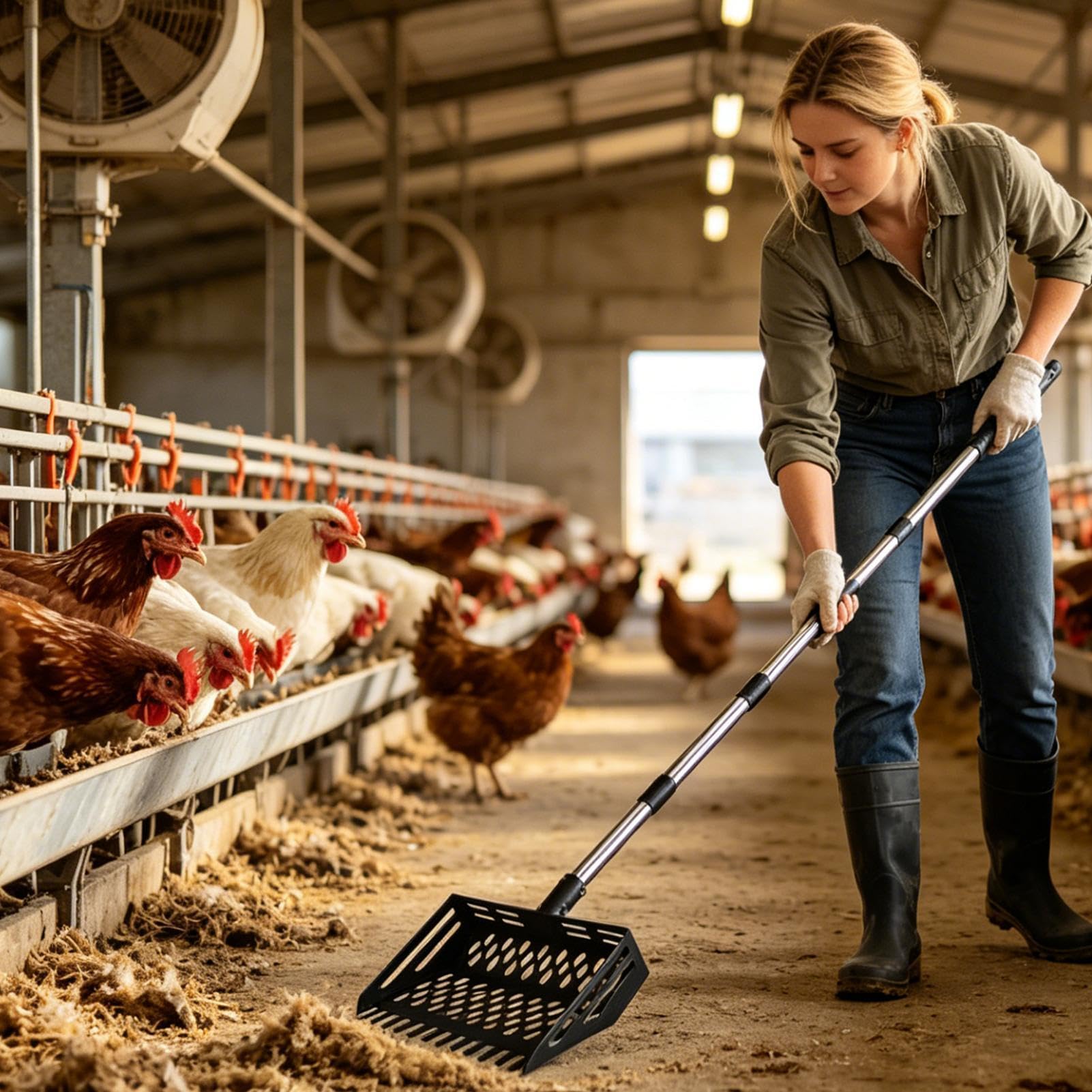Pelle à déjections de poule Pelle à longueur réglable pour tamiser le sable